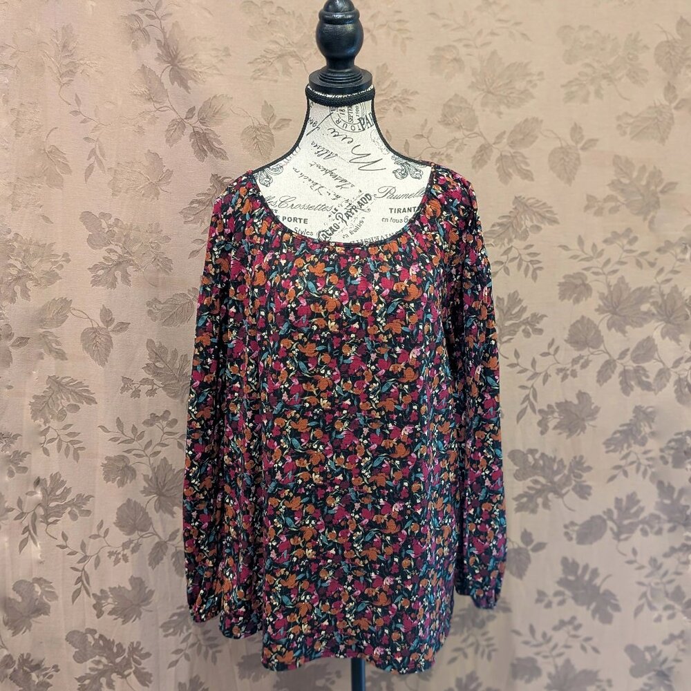 Ava & Viv Floral Long Sleeve Blouse, Size 1X, Gently Used! EUC